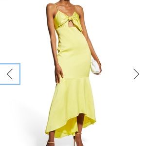 Aidan by Aidan Mattox Tie Front Midi Dress in Chartreuse
